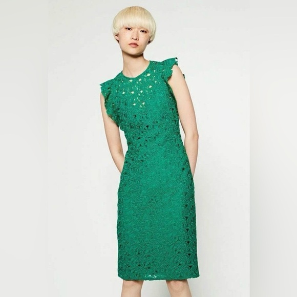 Zara Dresses & Skirts - Zara Vibrant Green Midi Dress